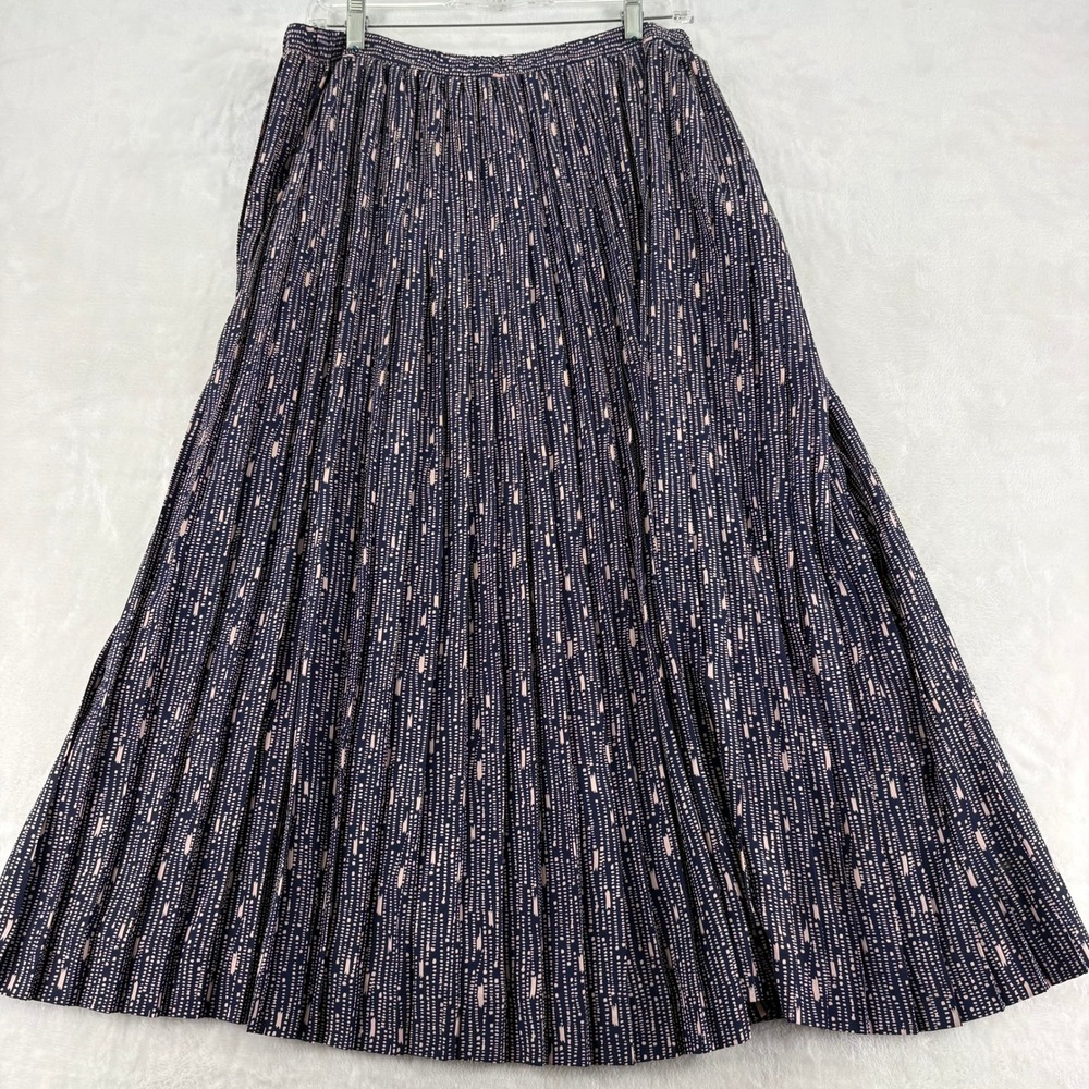 Evan-Picone Skirt Womens 8 Maxi Navy Blue Pink Pleated Geometric Print